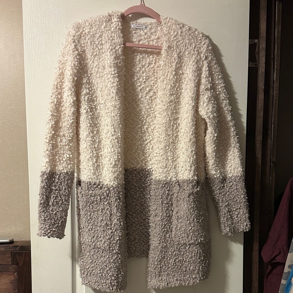 Staccato Cream and Gray Textured Cardigan